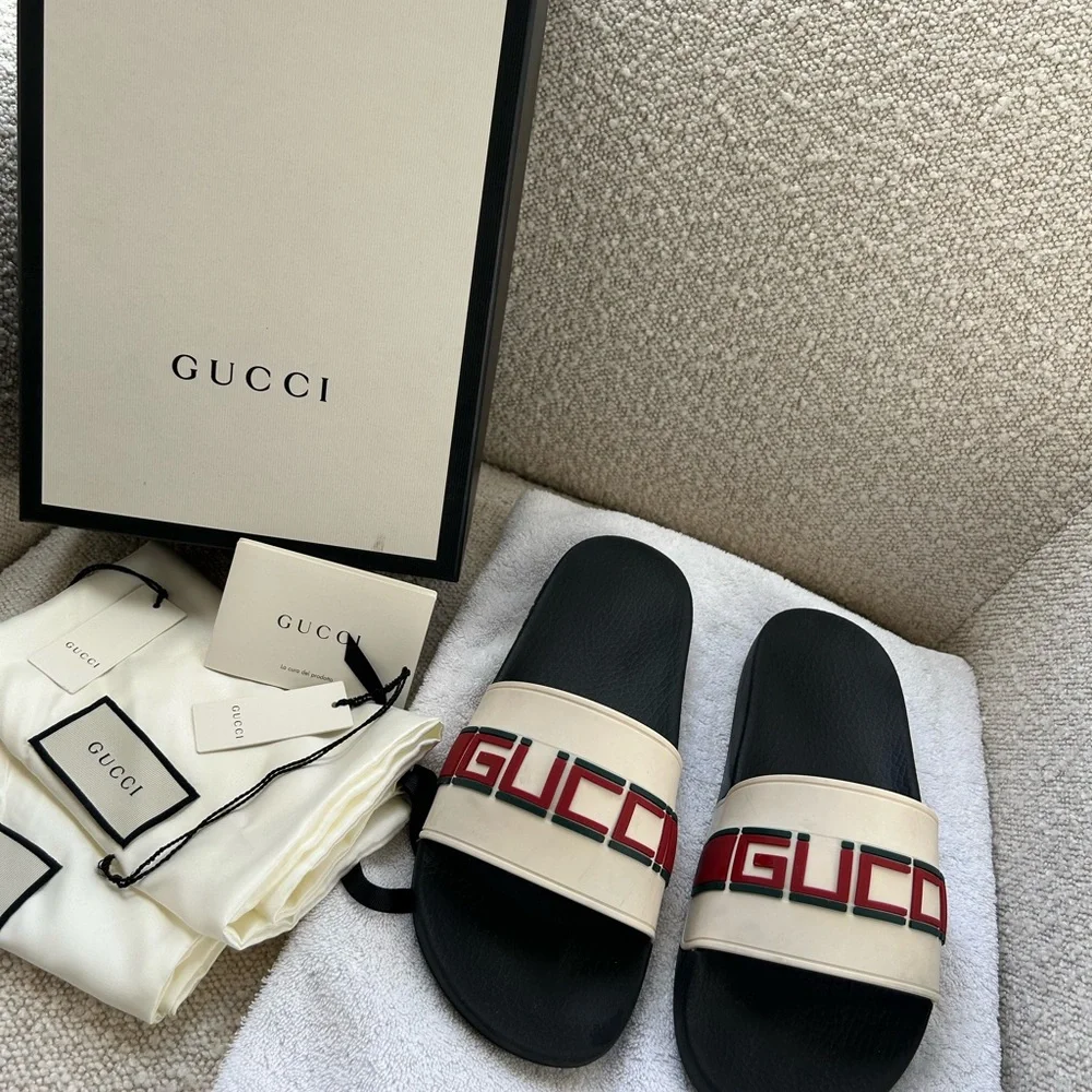 Gucci St. Nastro Slides with Logo